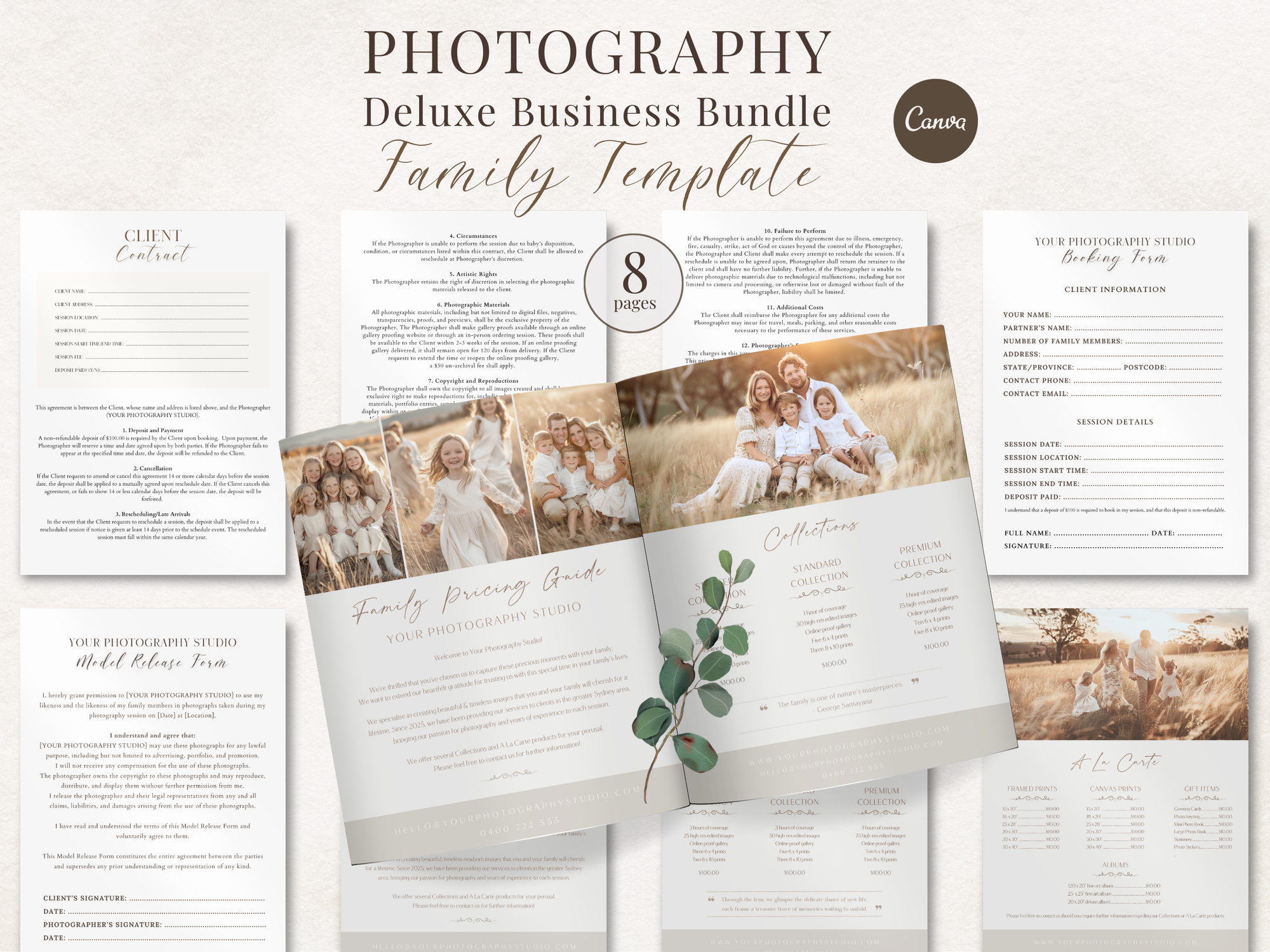 Deluxe Family Photography Template Pack - 8 Pages - Design 1