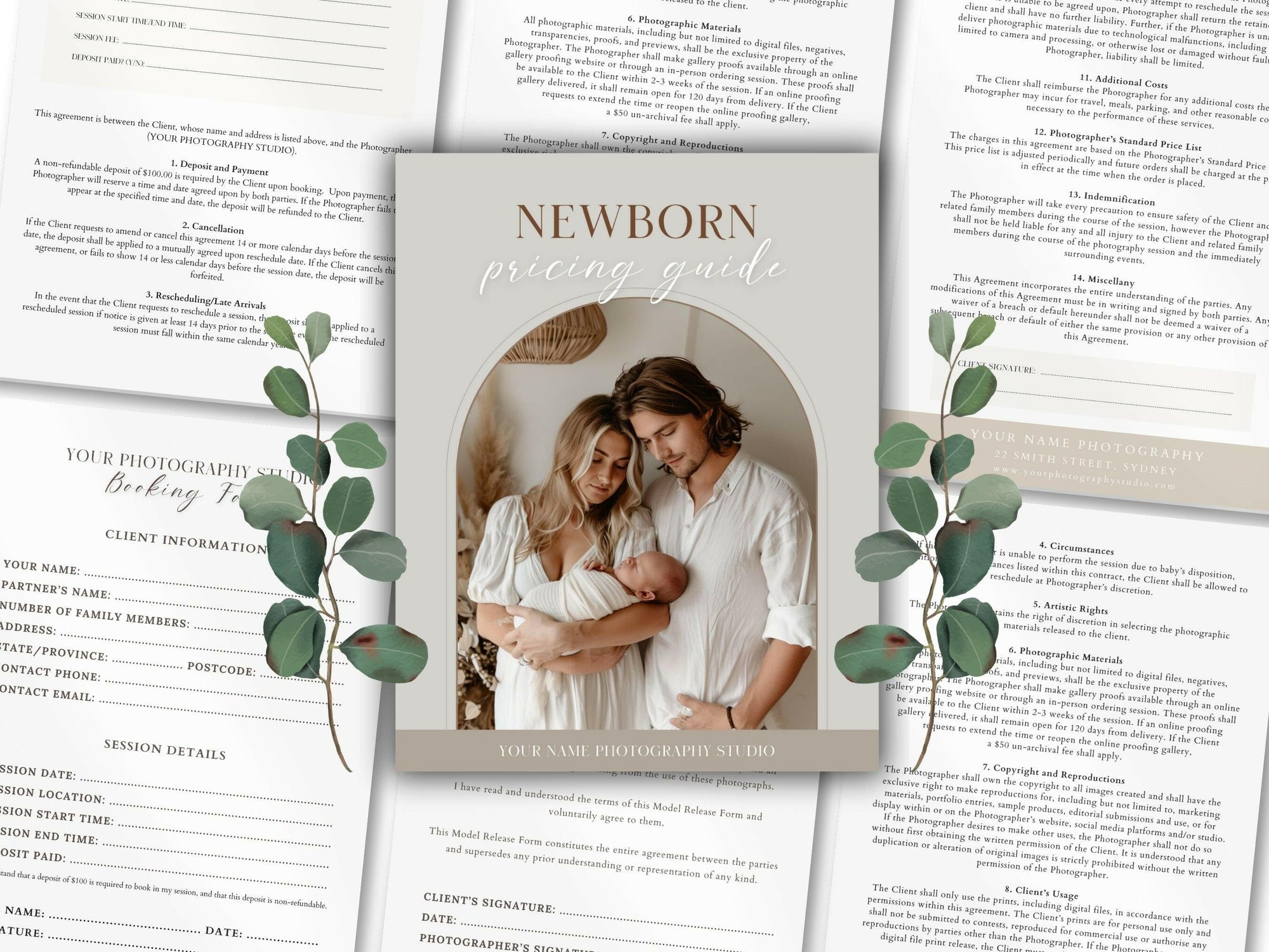 Ultimate Newborn Photography Template Pack - 7 Pages - Design 1