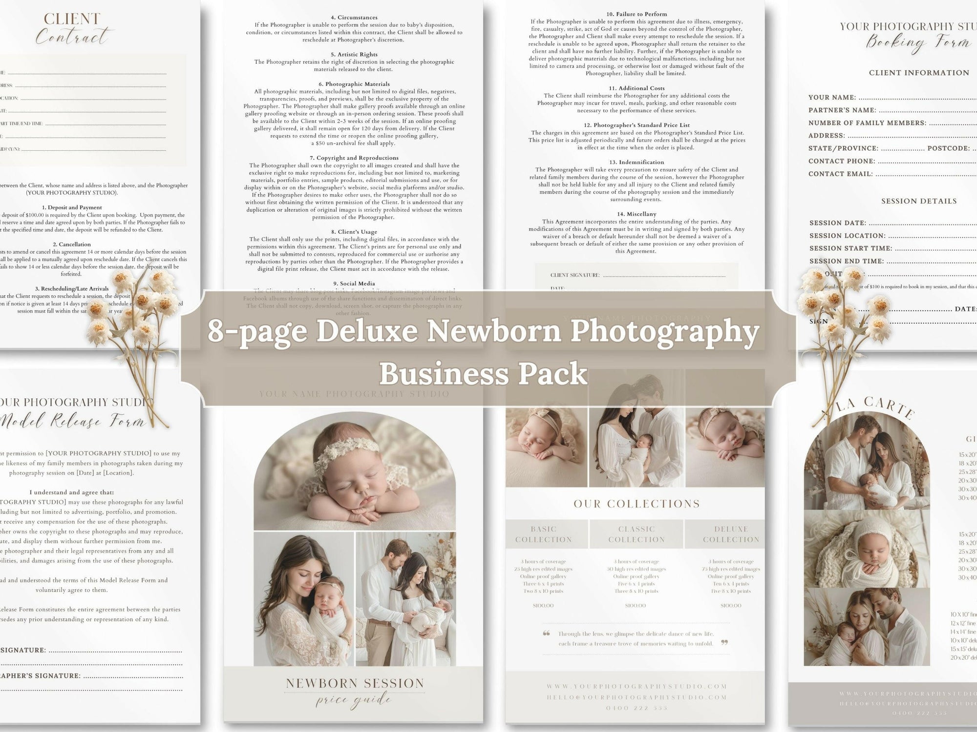 Deluxe Newborn Photography Template Pack - 8 Pages - Design 2