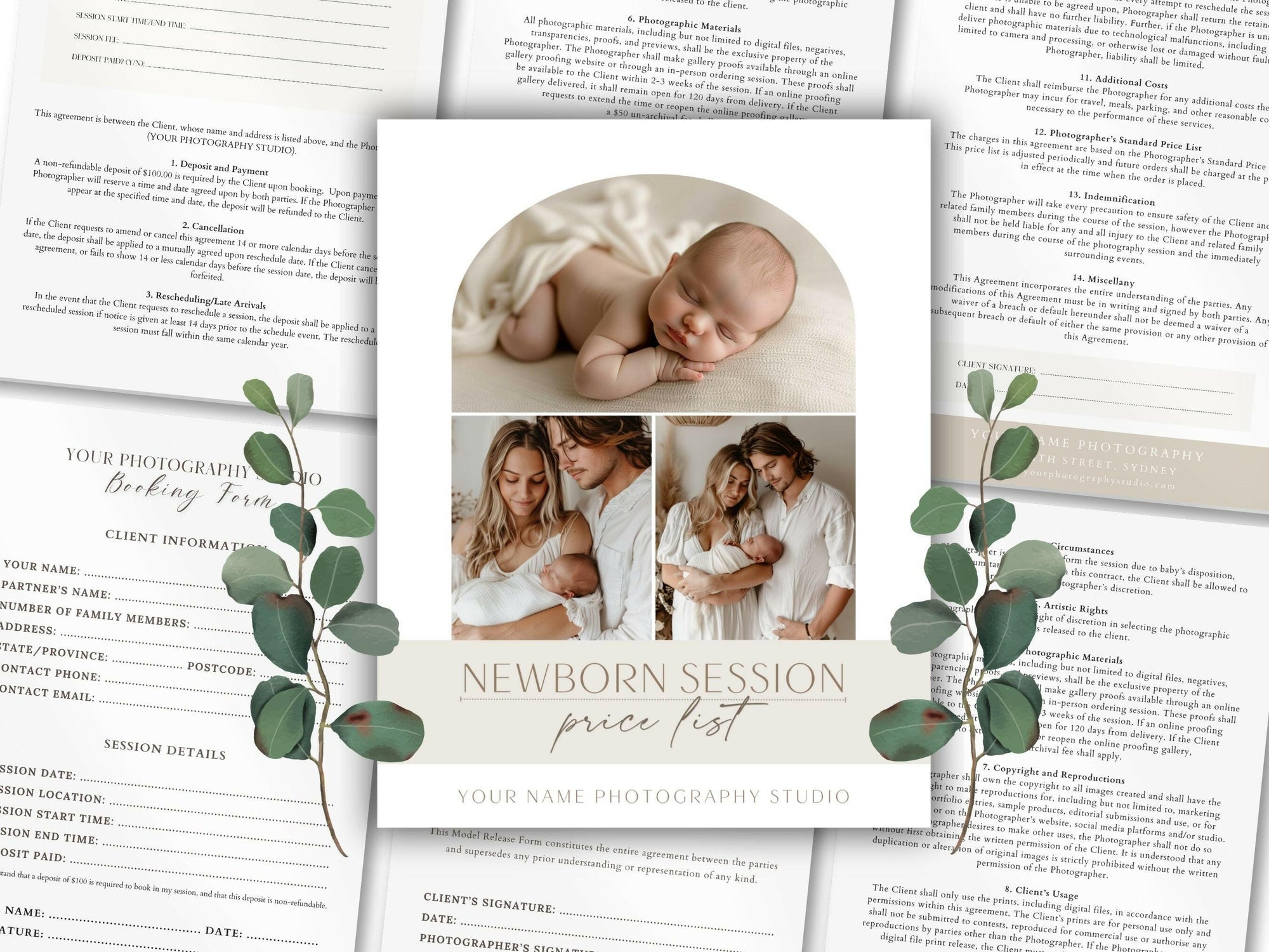 Ultimate Newborn Photography Template Pack - 7 Pages - Design 2