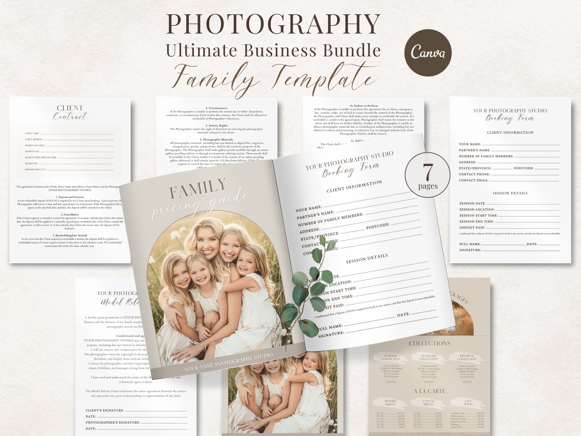 Ultimate Family Photography Template Pack - 7 Pages - Design 1