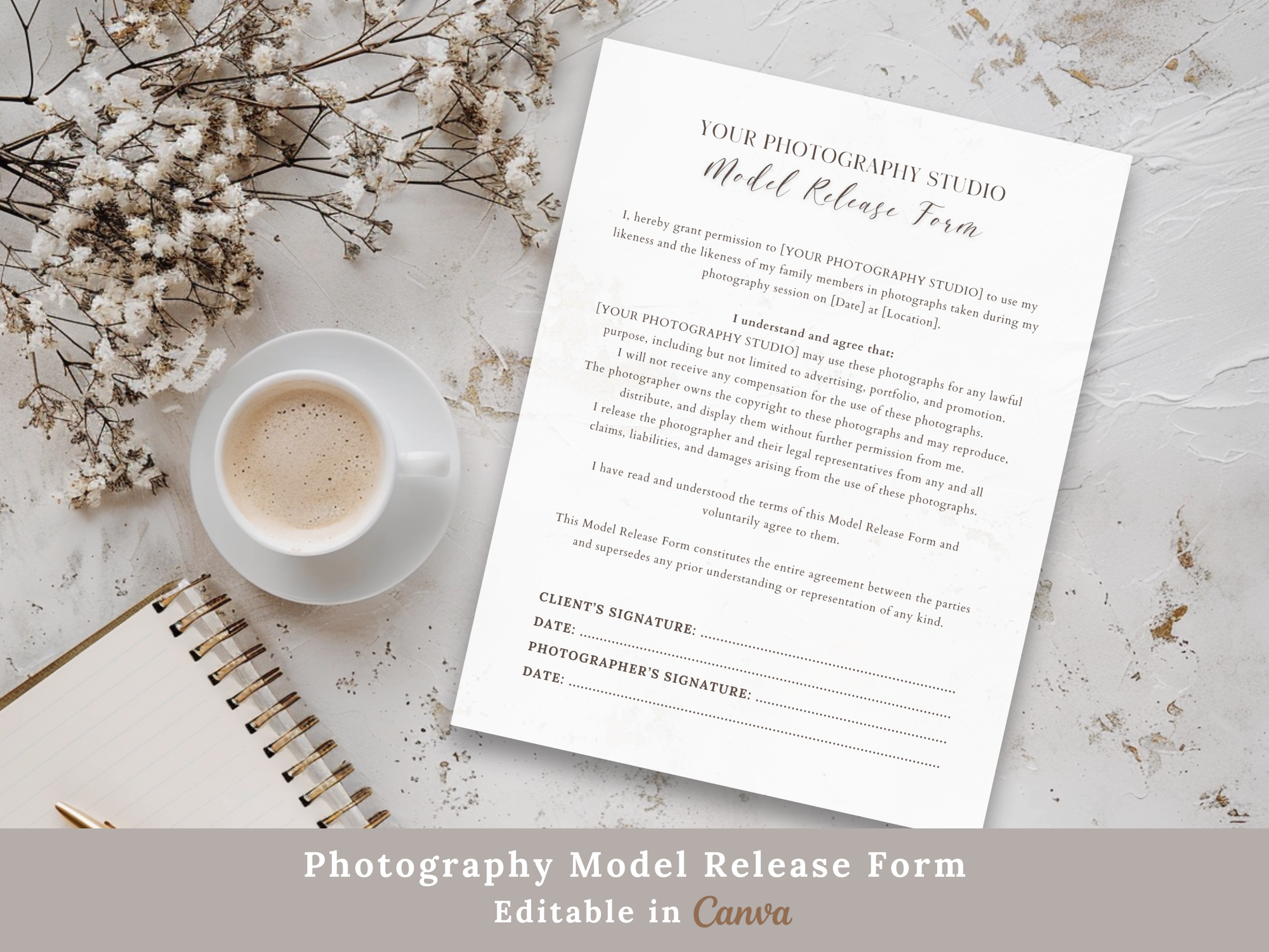 Family Photography Model Release Form Canva Template