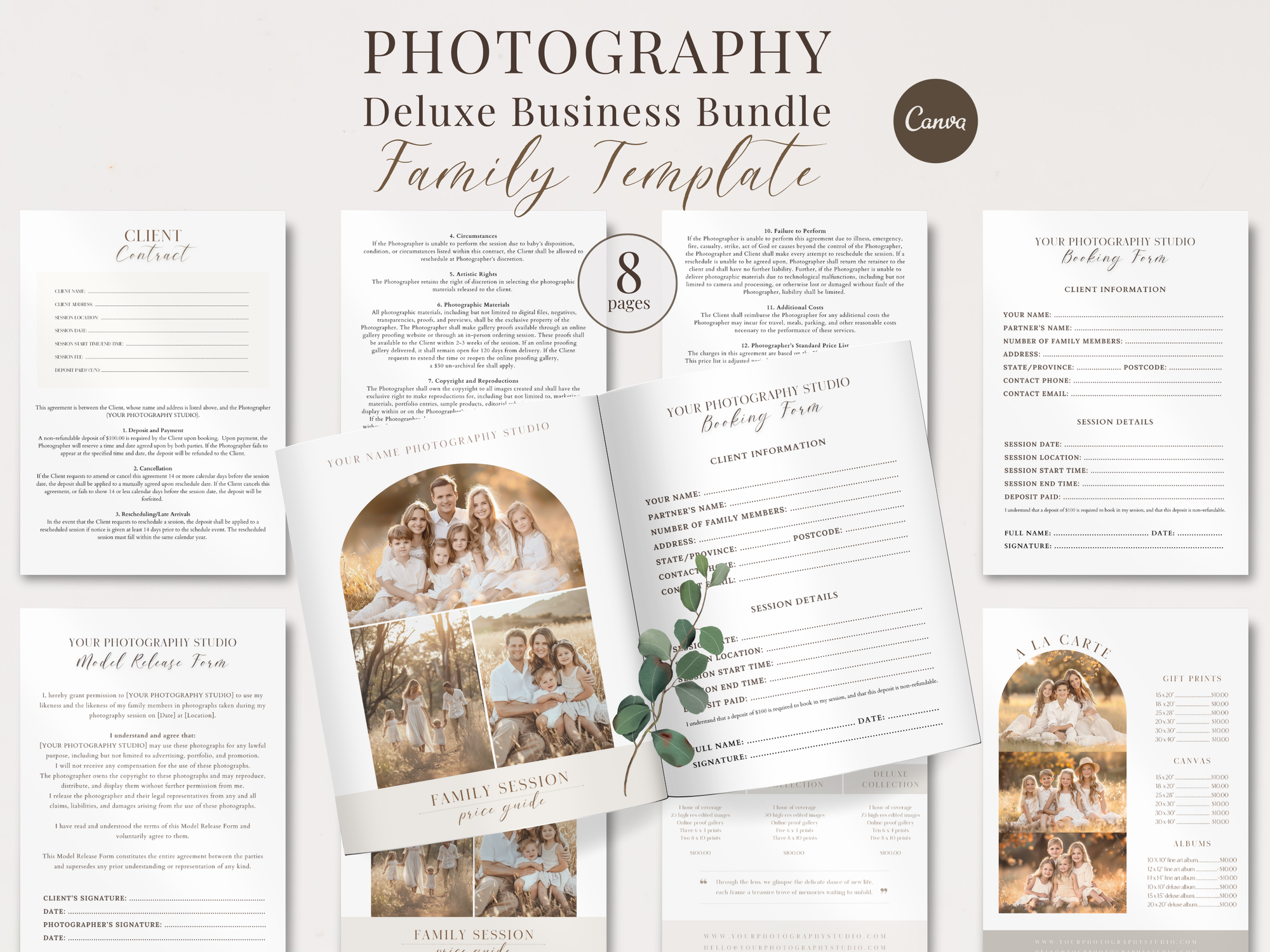 Deluxe Family Photography Template Pack - 8 Pages - Design 2