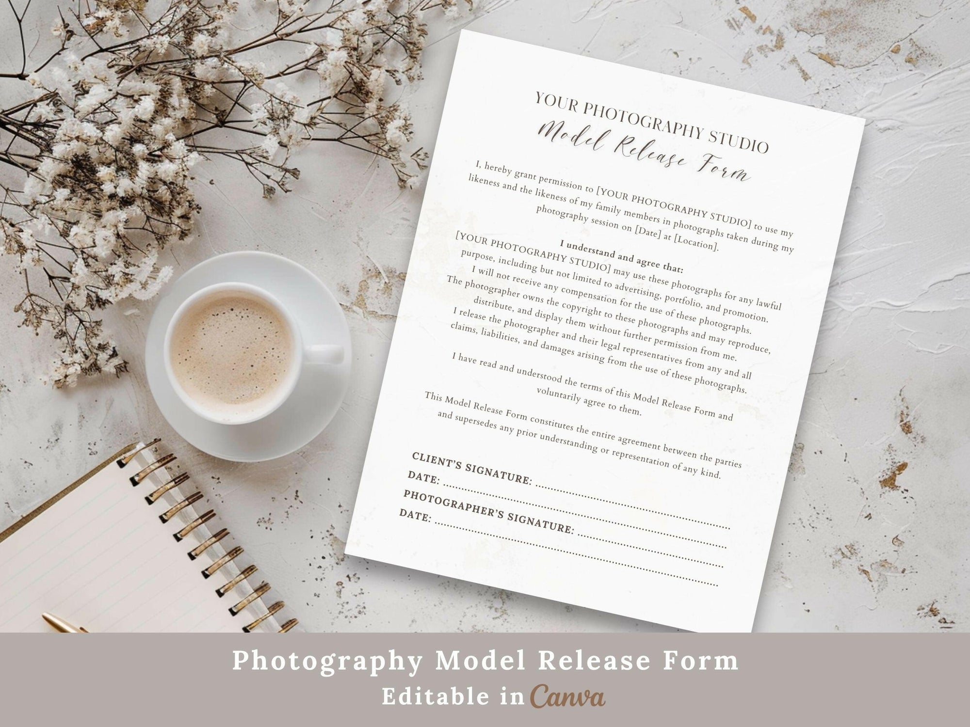 Photography Model Release Form Canva Template