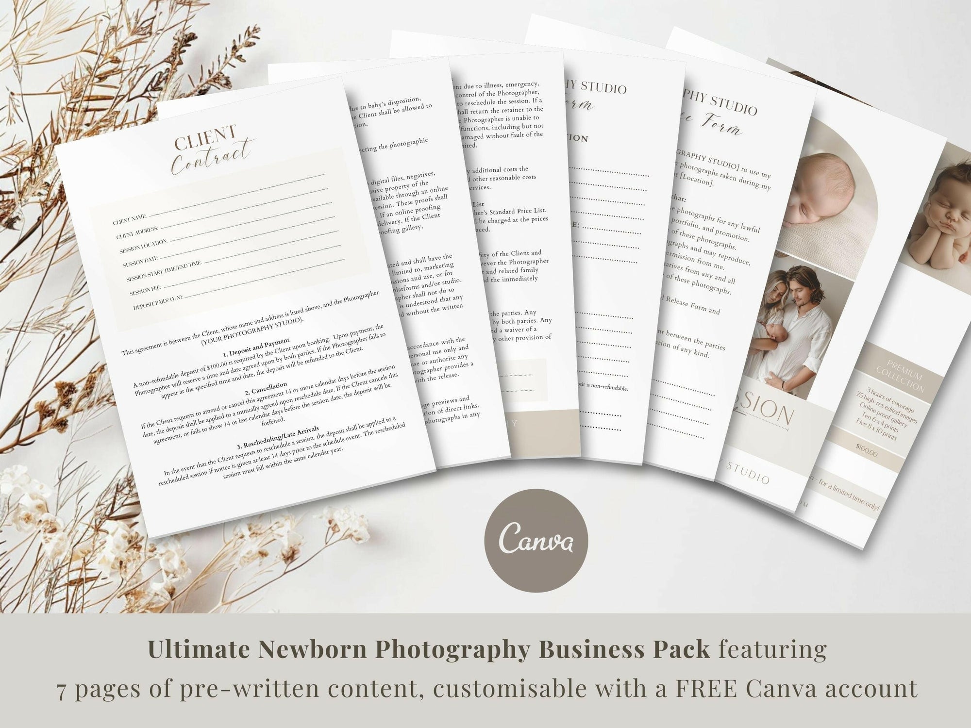 Ultimate Newborn Photography Template Pack - 7 Pages - Design 2