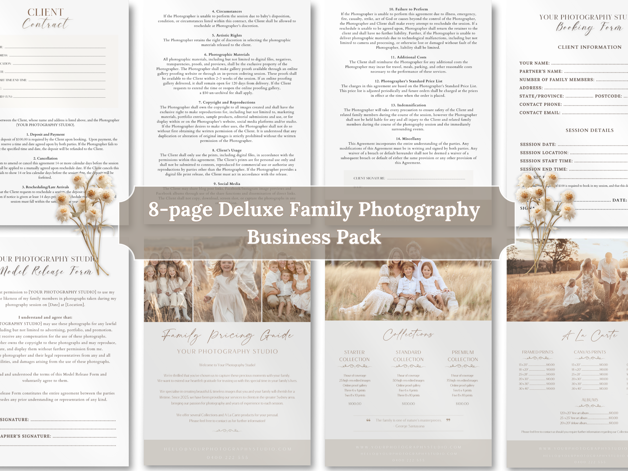 Deluxe Family Photography Template Pack - 8 Pages - Design 1