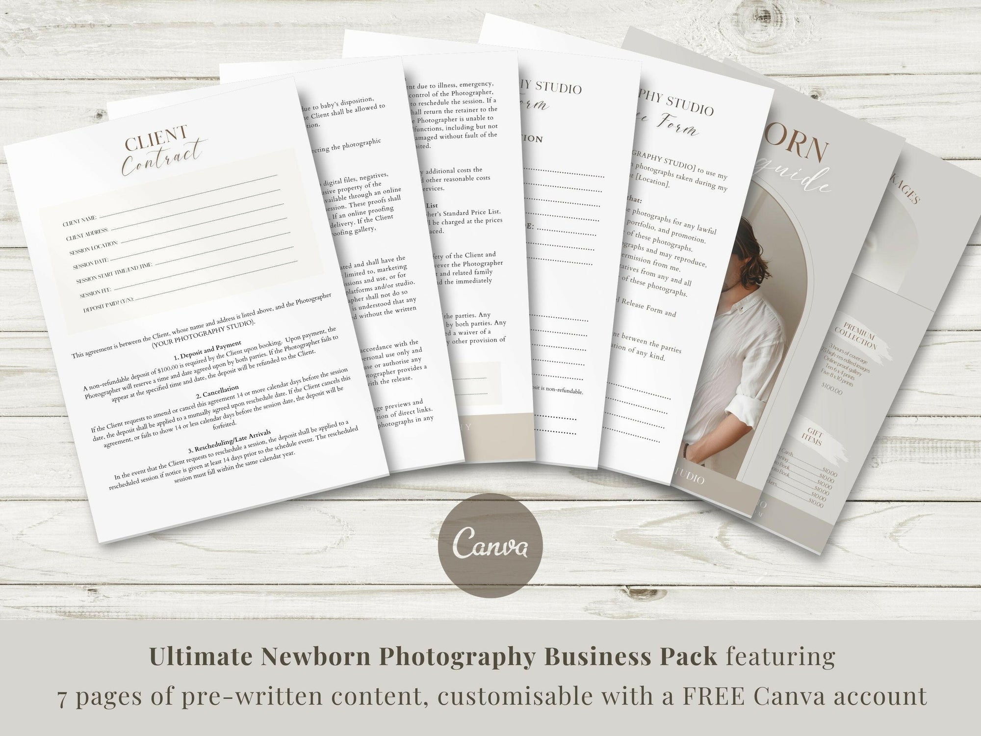 Ultimate Newborn Photography Template Pack - 7 Pages - Design 1