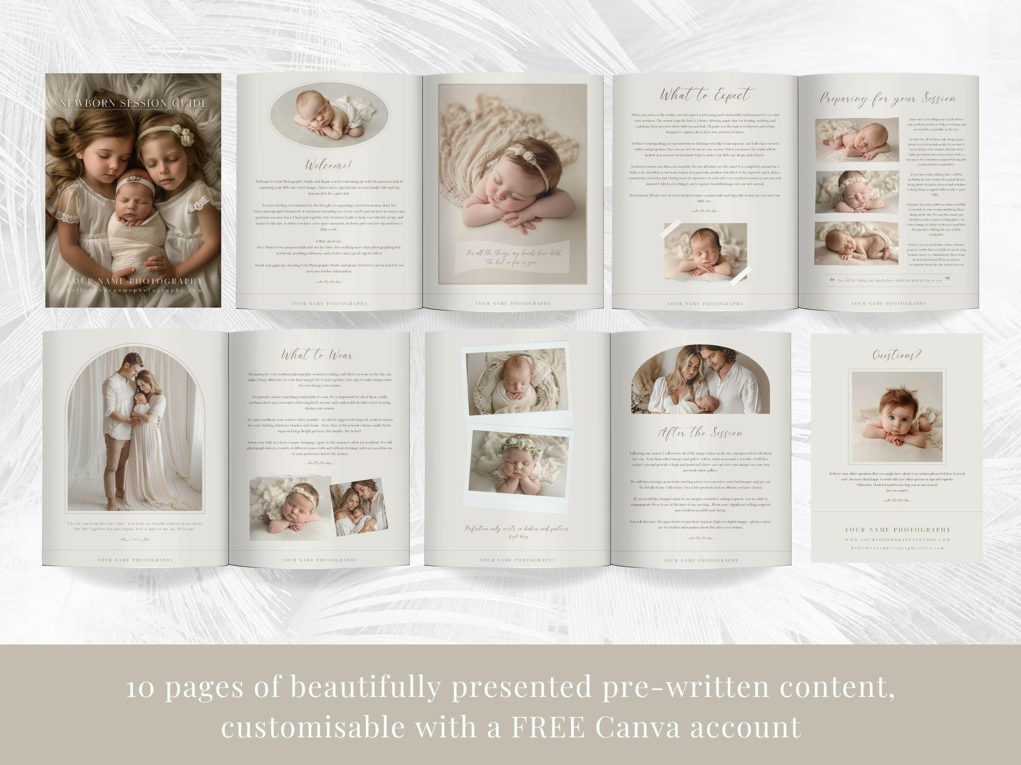 Newborn Session Guide for Canva - 10 Pages - Design 1