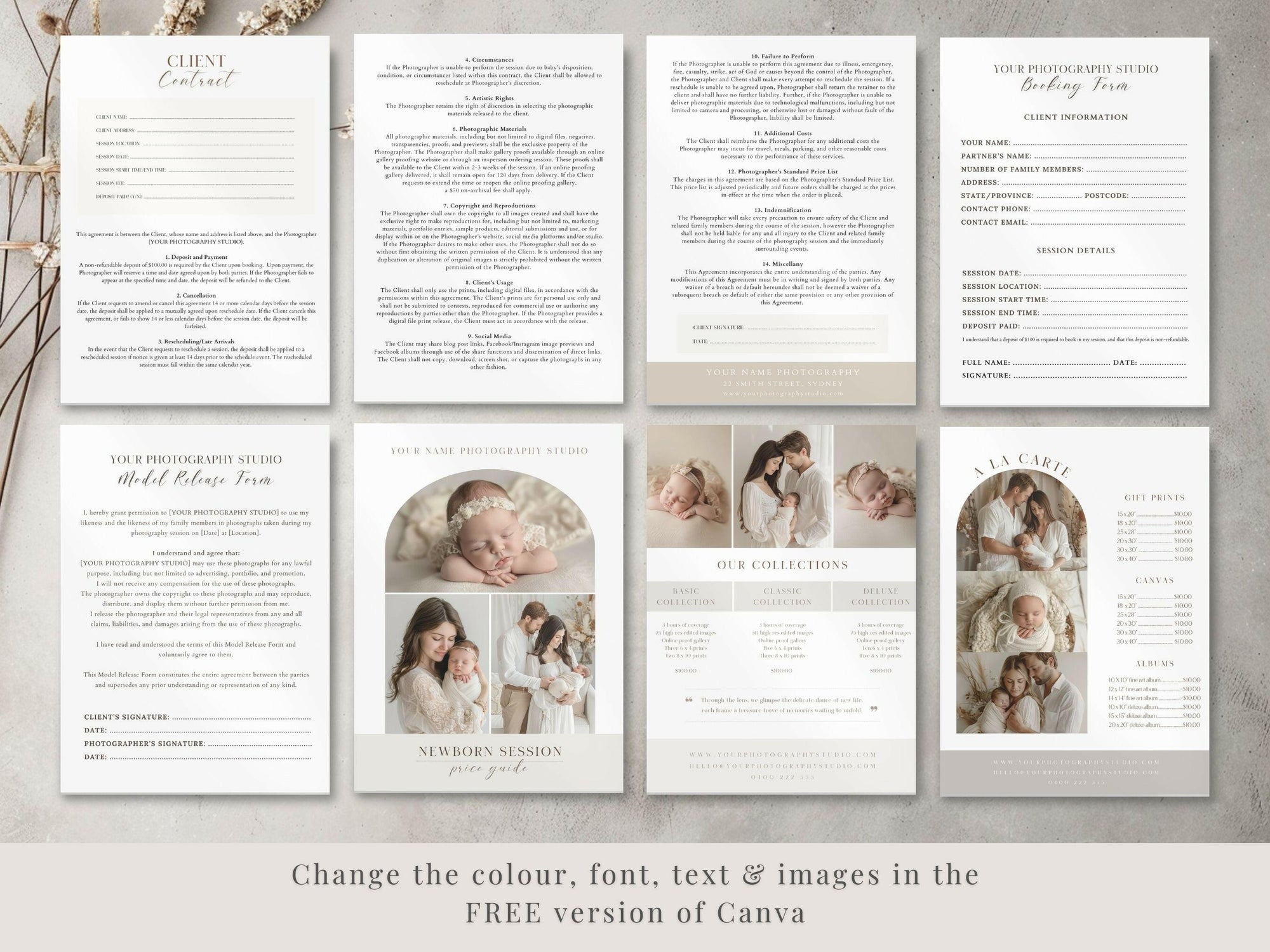 Deluxe Newborn Photography Template Pack - 8 Pages - Design 2