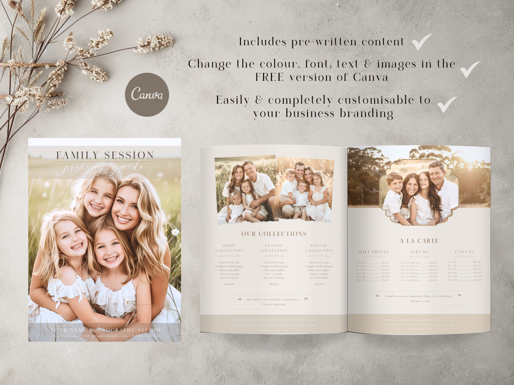 Family Pricing Guide for Canva - 3 Pages - Design 2