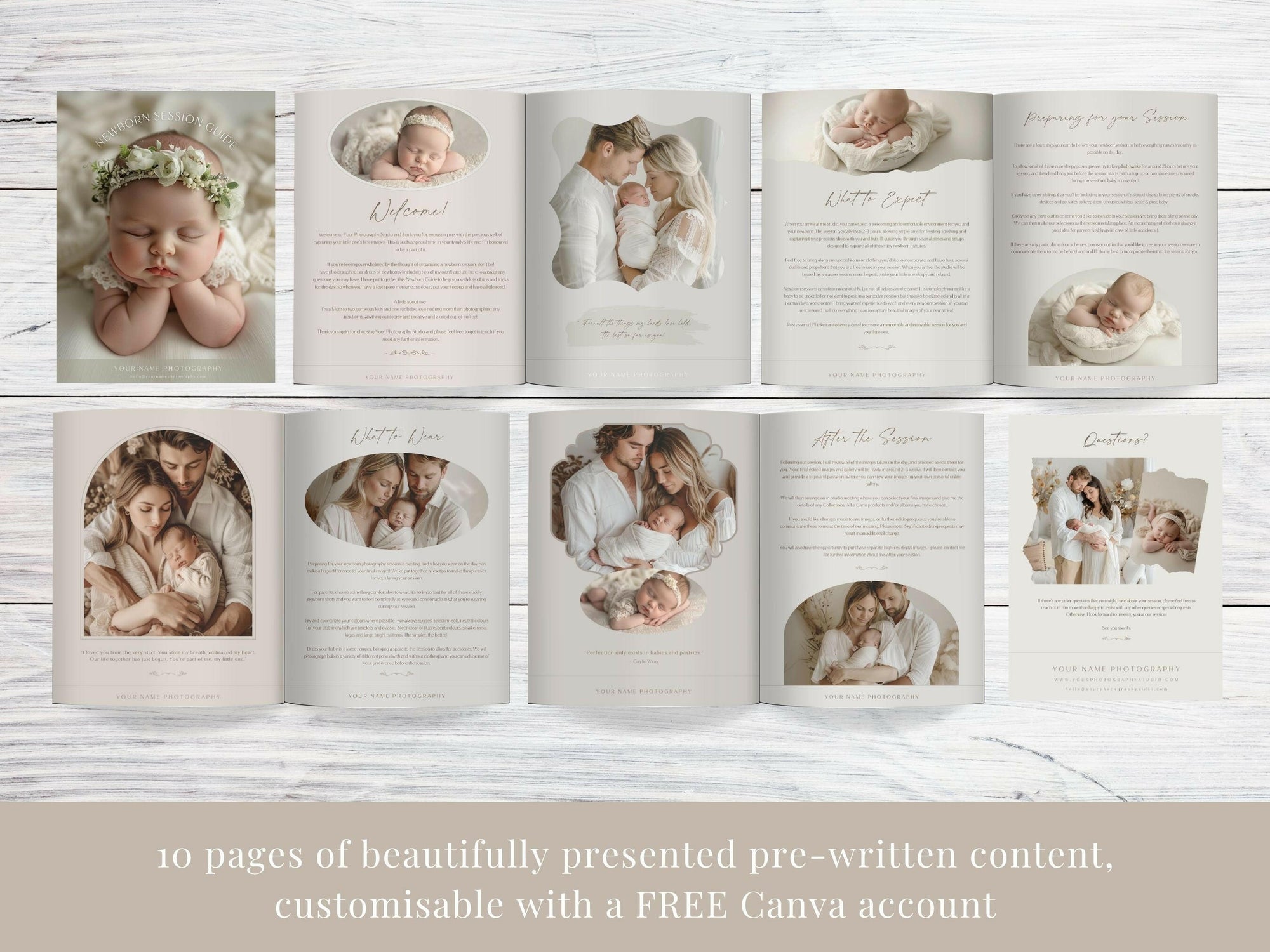 Newborn Session Guide for Canva - 10 Pages - Design 2