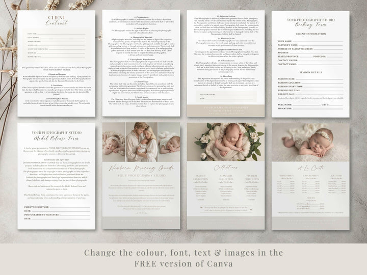 Deluxe Newborn Photography Template Pack - 8 Pages - Design 1