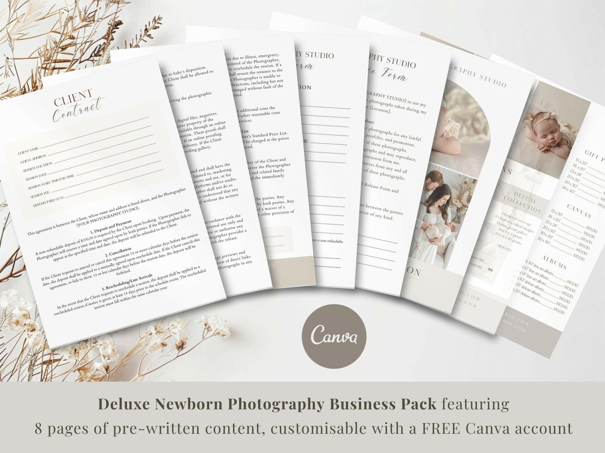 Deluxe Newborn Photography Template Pack - 8 Pages - Design 2