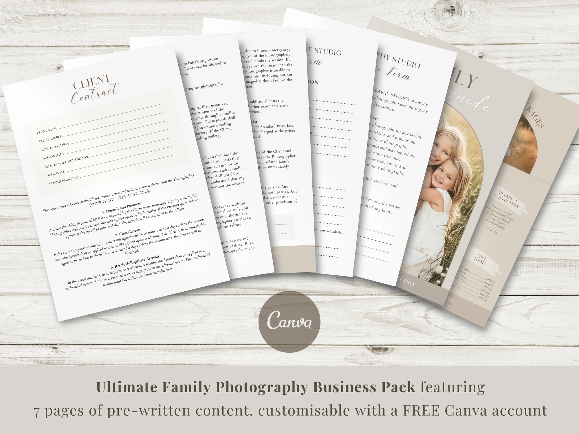 Ultimate Family Photography Template Pack - 7 Pages - Design 1