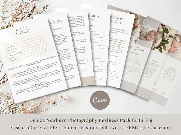 Deluxe Newborn Photography Template Pack - 8 Pages - Design 1