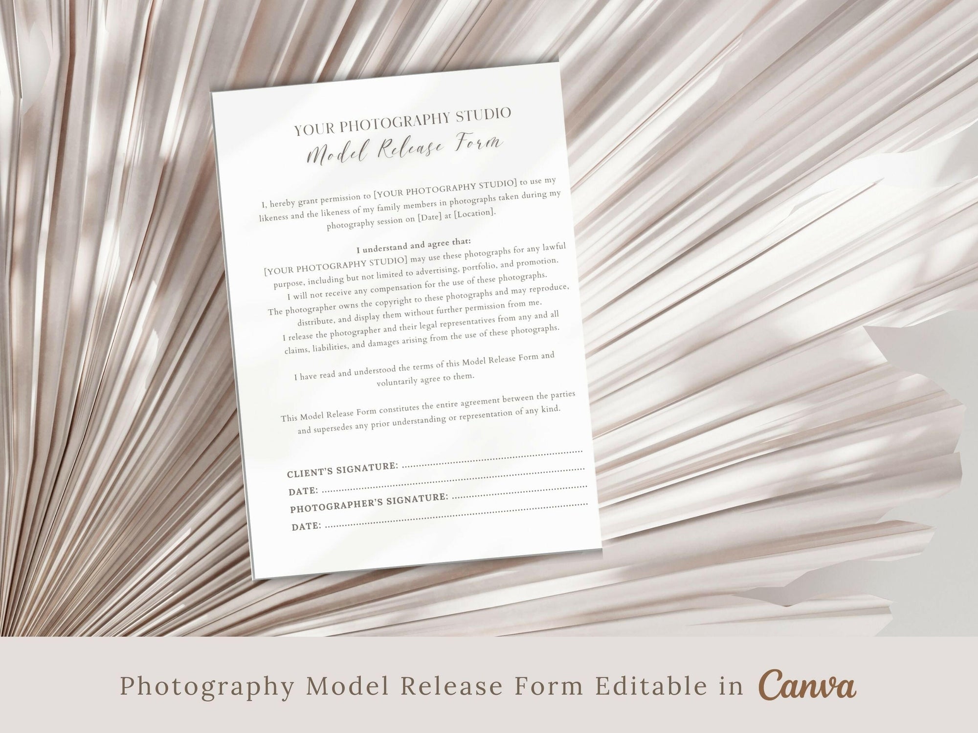 Photography Model Release Form Canva Template