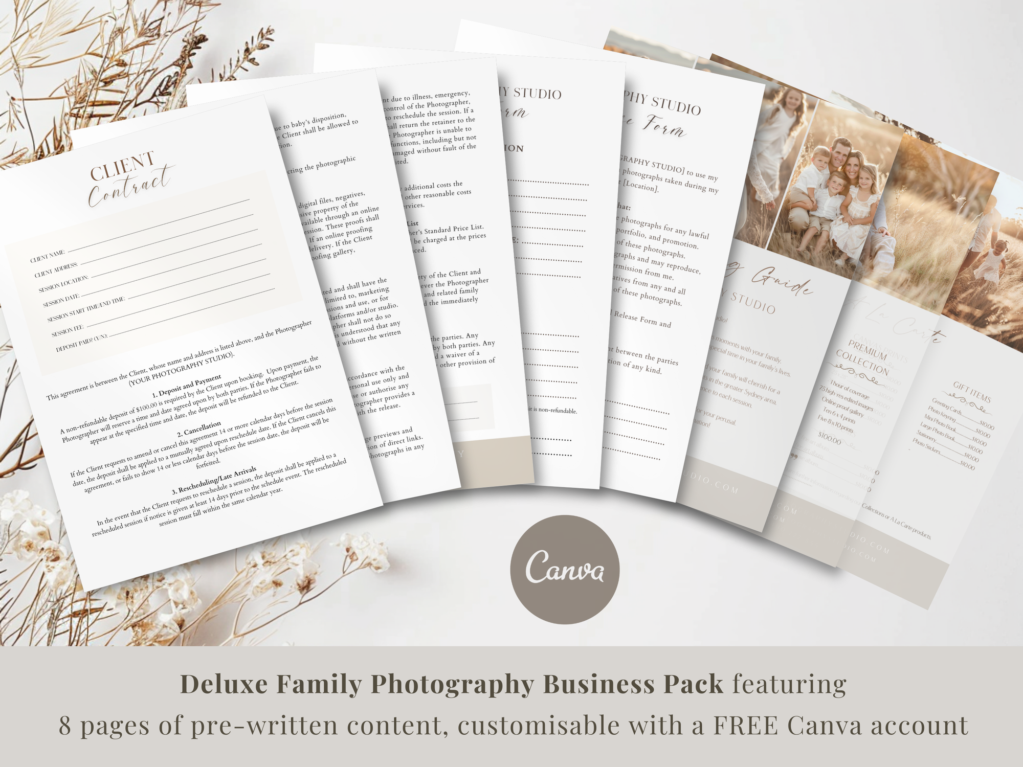 Deluxe Family Photography Template Pack - 8 Pages - Design 1