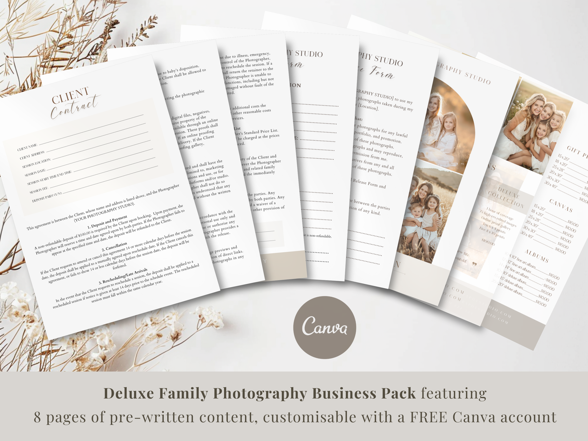 Deluxe Family Photography Template Pack - 8 Pages - Design 2