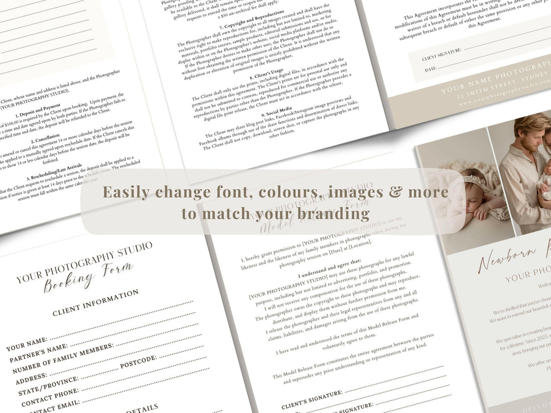Deluxe Newborn Photography Template Pack - 8 Pages - Design 1