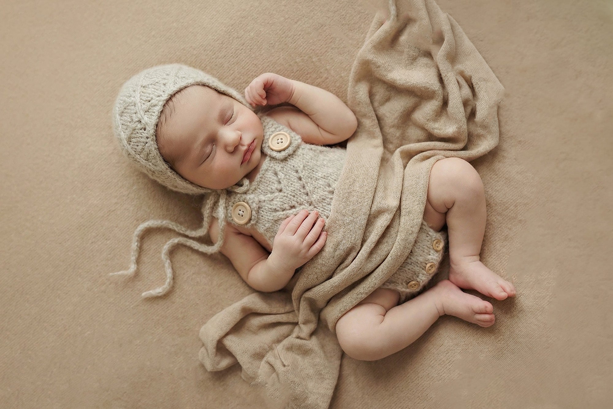 Charlie Knit Romper & Bonnet Sets