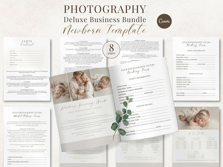 Deluxe Newborn Photography Template Pack - 8 Pages - Design 1