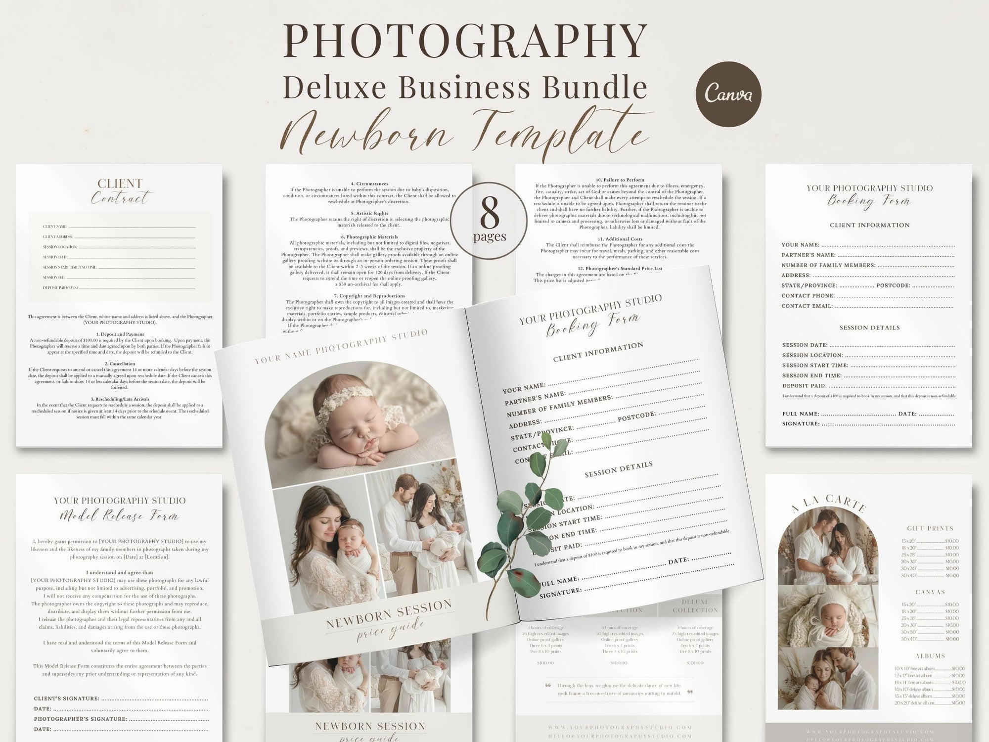 Deluxe Newborn Photography Template Pack - 8 Pages - Design 2