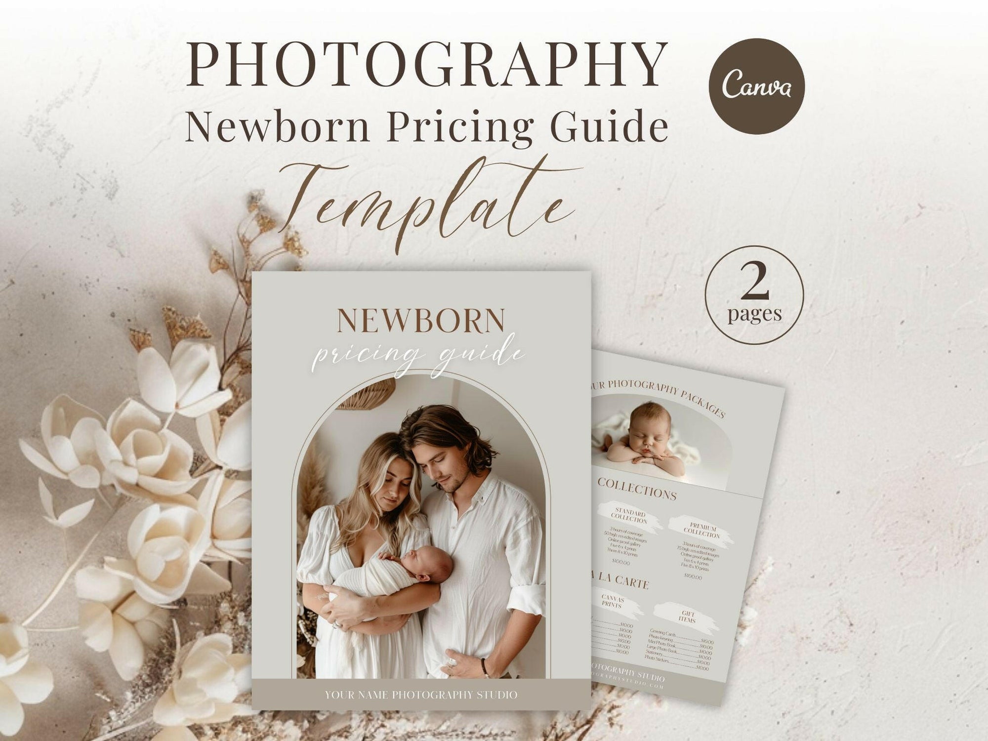 Newborn Pricing Guide for Canva - 2 Pages - Design 1