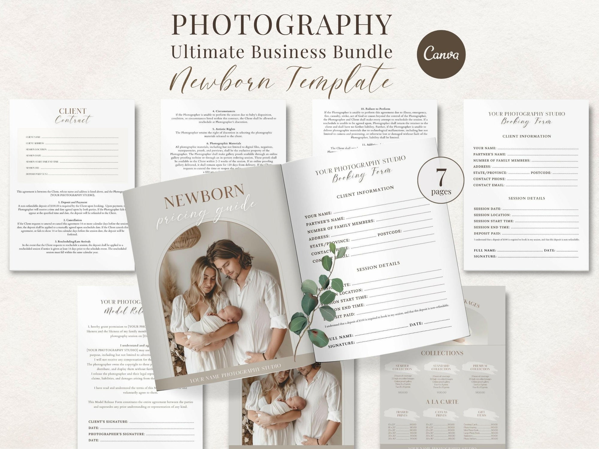 Ultimate Newborn Photography Template Pack - 7 Pages - Design 1