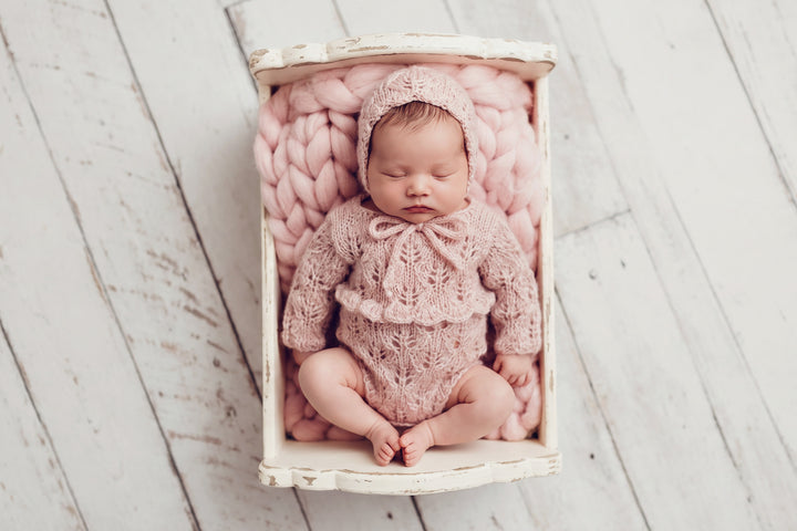 Primrose Knit Romper &amp; Bonnet Sets