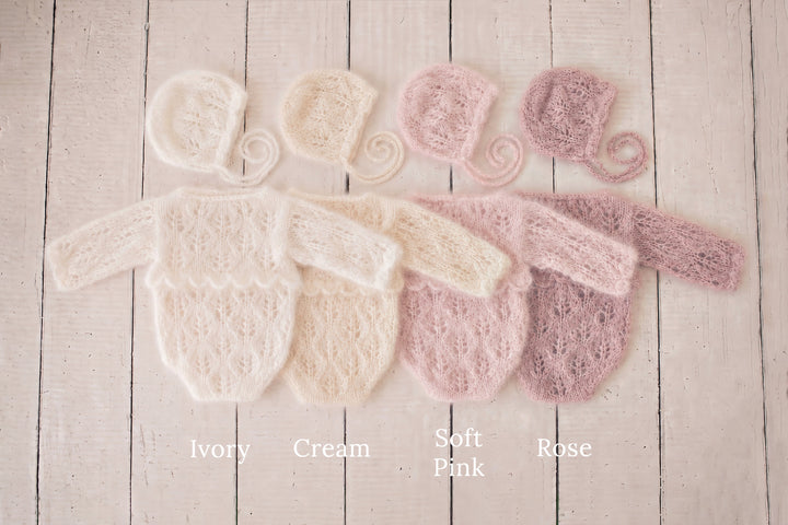 Primrose Knit Romper &amp; Bonnet Sets
