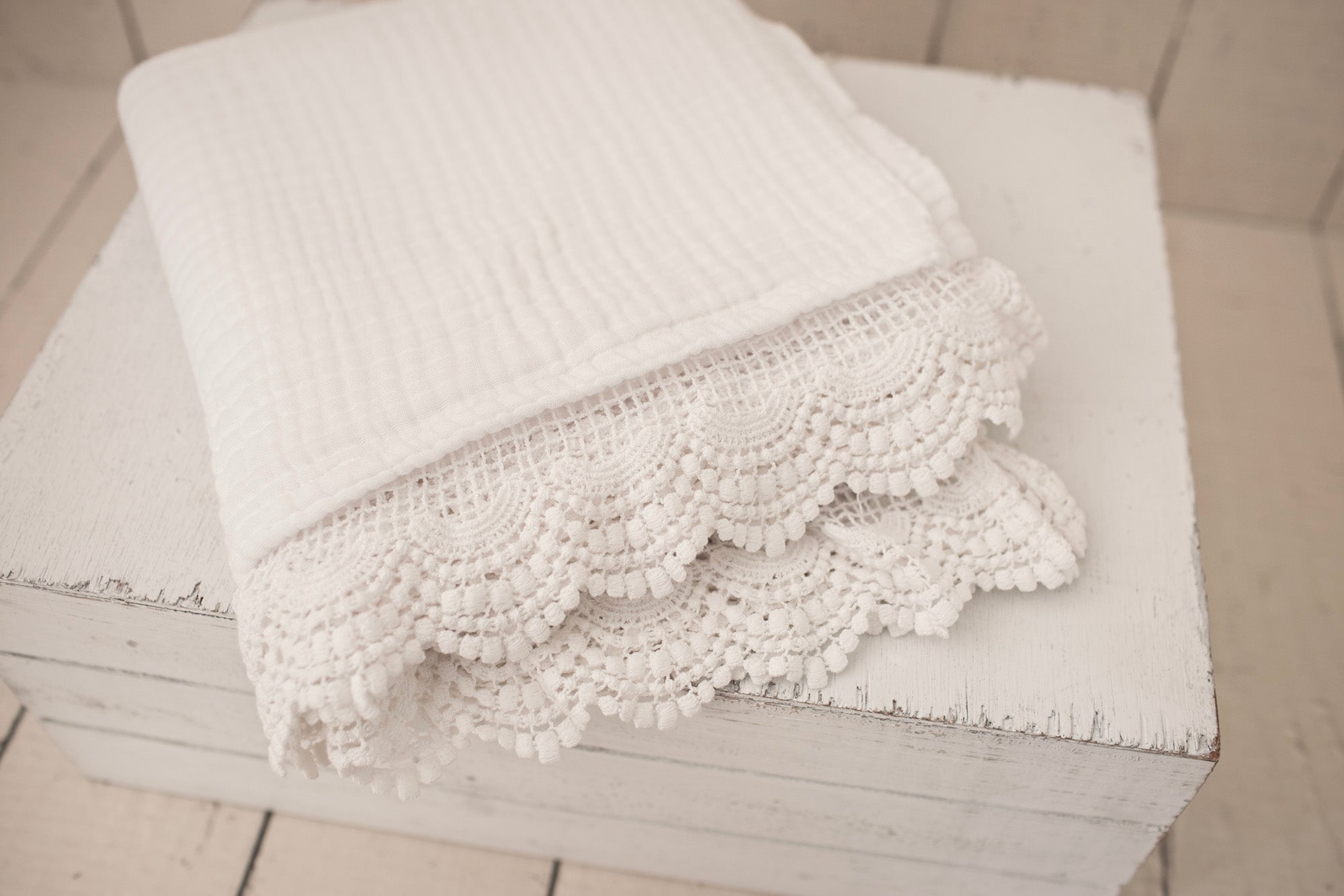 Lace Trim Muslin Blankets - Clearance