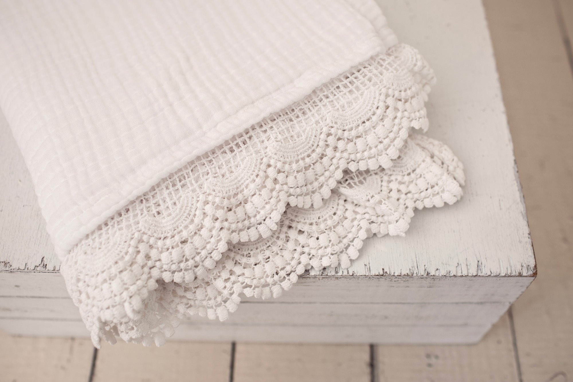 Lace Trim Muslin Blankets - Clearance