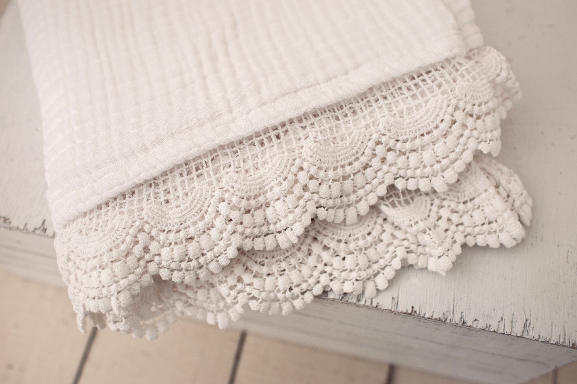 Lace Trim Muslin Blankets - Clearance