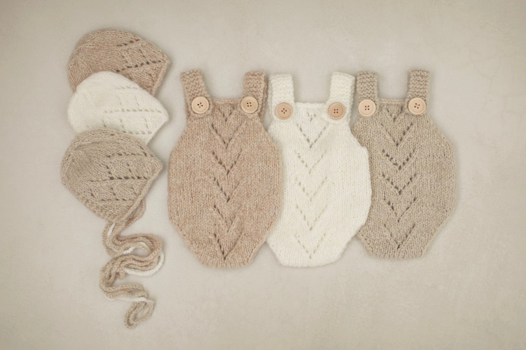 Charlie Knit Romper & Bonnet Sets