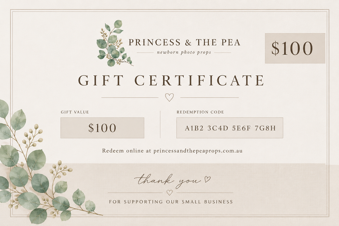 Newborn Photo Props_Princess & the Pea Props Gift Certificate.