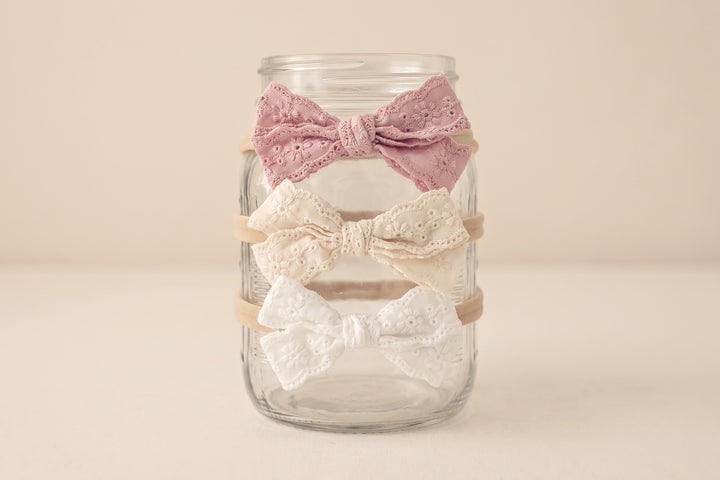 Farrah Embroidered Bow Headbands