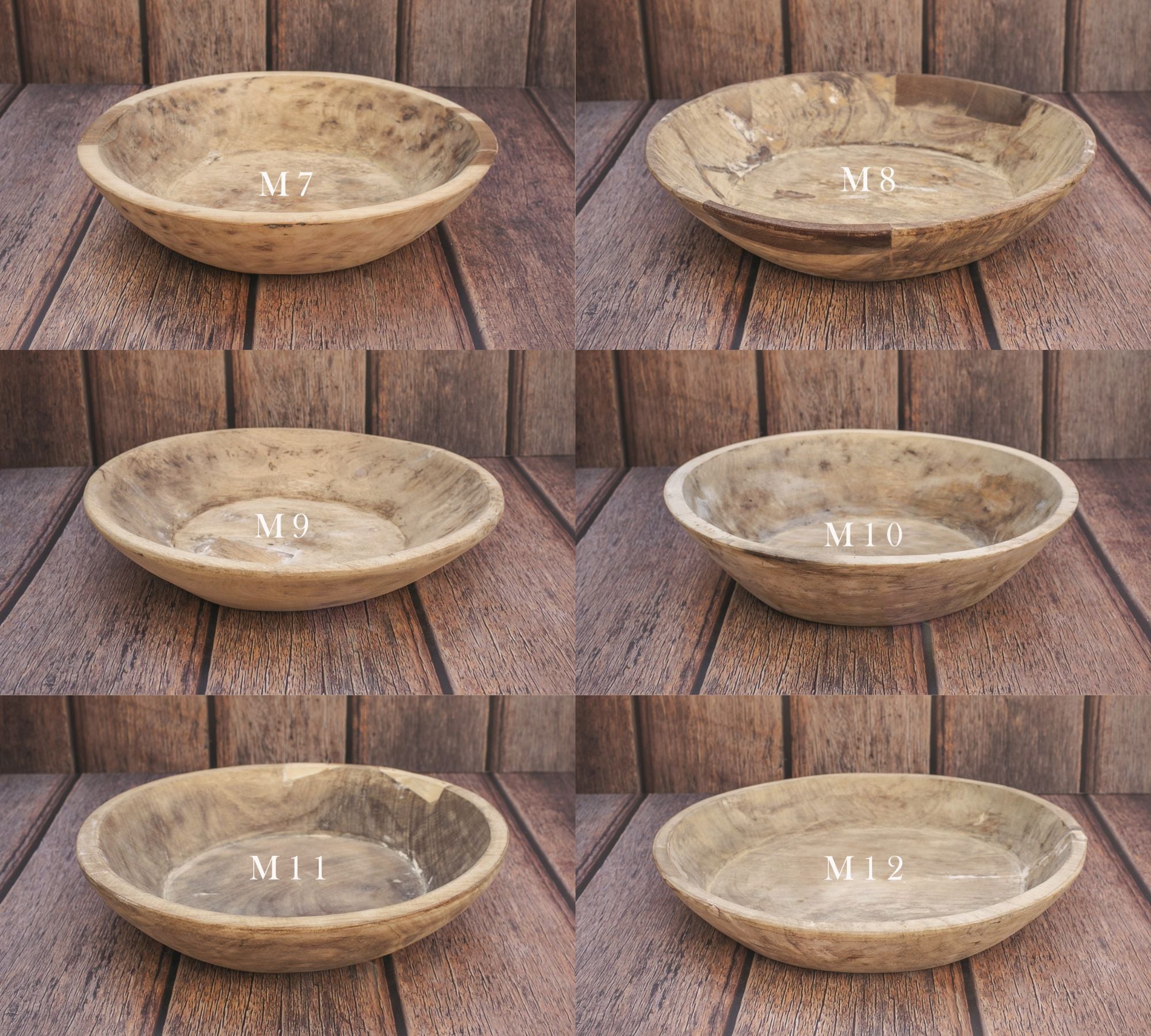 Blonde Vintage Wooden Bowls - Medium Size